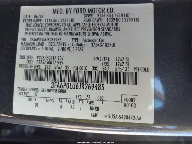 Ford Fusion Hybrid Se 2018 3FA6P0LU6JR269485 Image 9