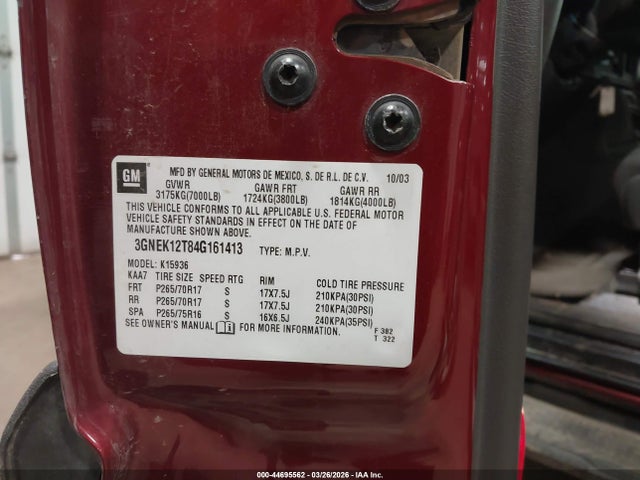 2004 CHEVROLET AVALANCHE 1500 3GNEK12T84G161413 Photo 8