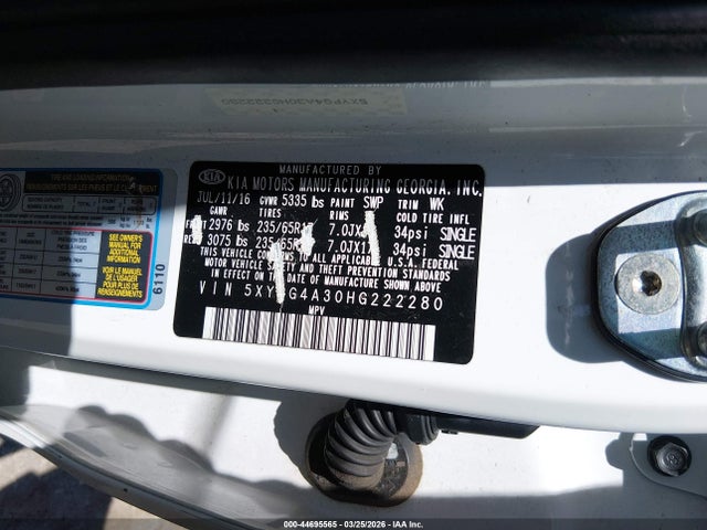 KIA Sorento 2.4l Lx 2017 5XYPG4A30HG222280 Image 9
