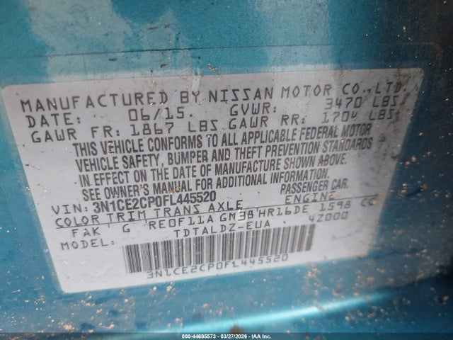 Nissan Versa Note Sv 2015 3N1CE2CPOFL445520 Image 9