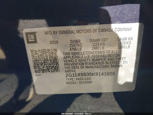 2019 CHEVROLET IMPALA 2G11X5S35K9141605 Photo 8