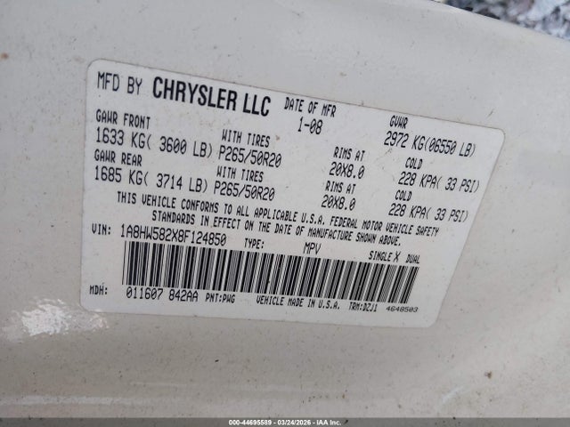 2008 CHRYSLER ASPEN 1A8HW582X8F124850 Photo 8