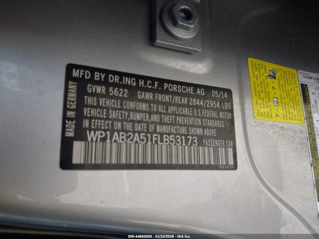 Aukcja sprzedaży 2015 Porsche Macan S, vin: WP1AB2A51FLB53173, numer aukcji: 44695590