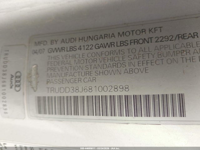2008 AUDI TT TRUDD38J681002898 Photo 8