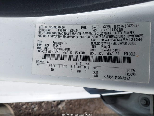 Ford FIESTA SE 2014 3FADP4BJ4EM121246 Image 9
