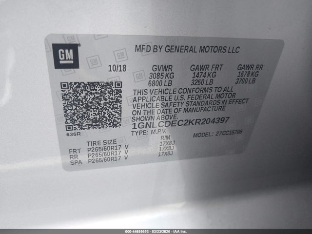 2019 CHEVROLET TAHOE 1GNLCDEC2KR204397 Photo 8