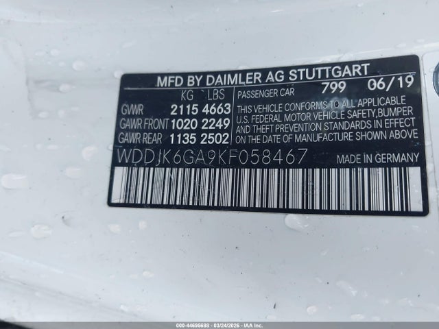 Aukcja sprzedaży 2019 Mercedes-benz Sl 450, vin: WDDJK6GA9KF058467, numer aukcji: 44695688