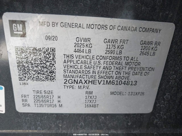 2GNAXHEV1M6104813 Chevrolet Equinox Fwd Ls