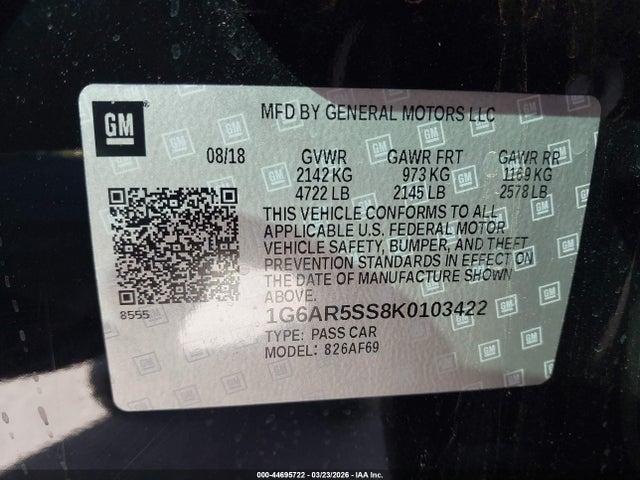 2019 CADILLAC CTS 1G6AR5SS8K0103422 Photo 8