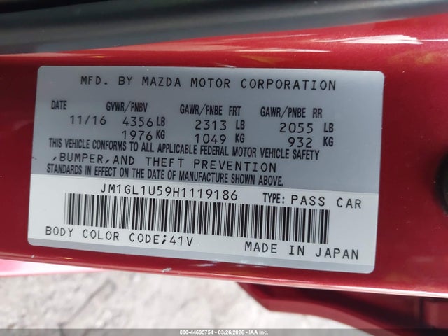 JM1GL1U59H1119186 Mazda Mazda6 Sport
