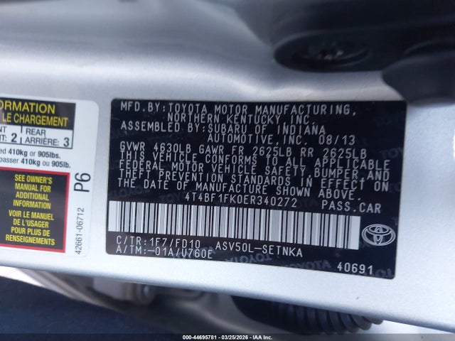 4T4BF1FK0ER340272 Toyota CAMRY LE