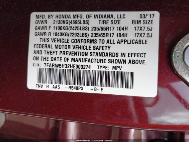 Honda CR-V LX 2017 7FARW5H32HE003274 Image 9