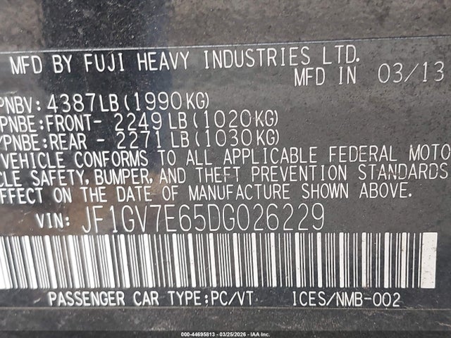 2013 SUBARU IMPREZA WRX JF1GV7E65DG026229 Photo 8