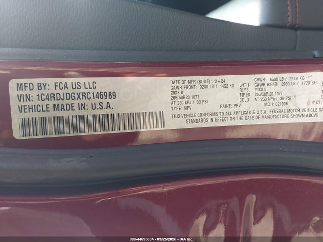 2024 DODGE DURANGO 1C4RDJDGXRC146989 Photo 8