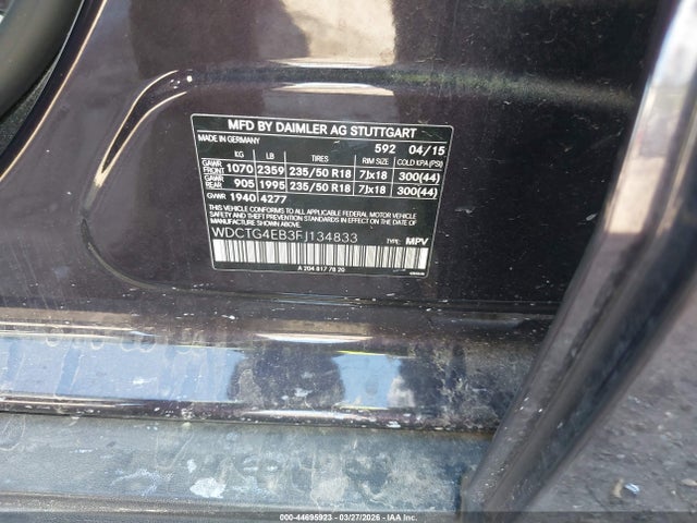 44695923 :رقم المزاد ، WDCTG4EB3FJ134833 vin ، 2015 Mercedes-benz Gla 250 مزاد بيع