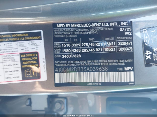 4JGDM2DB3SA039638 Mercedes-Benz Eqs 450 Suv