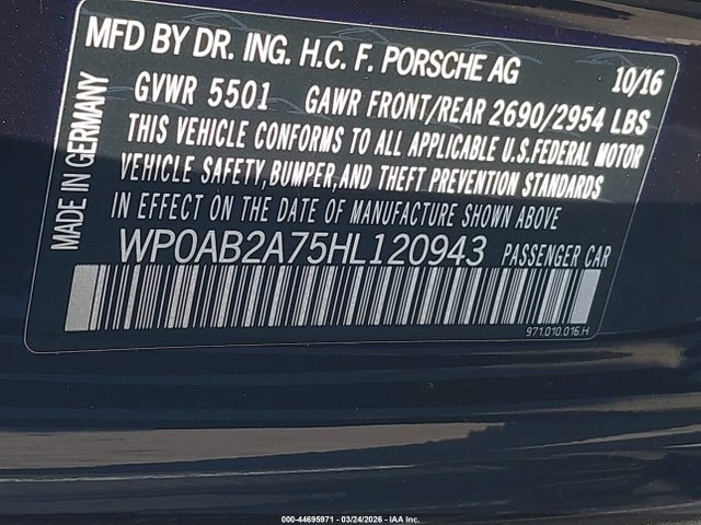 2017 PORSCHE PANAMERA WP0AB2A75HL120943 Photo 8