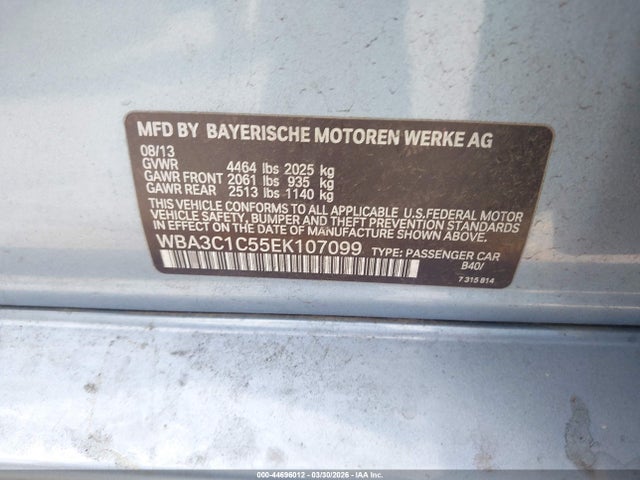 2014 Bmw 328i მანქანა იყიდება აუქციონზე, vin: WBA3C1C55EK107099, აუქციონის ნომერი: 44696012
