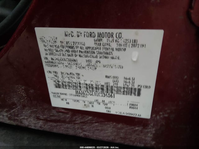44696025 :رقم المزاد ، MAJ6S3GL1LC336061 vin ، 2020 Ford Ecosport Se مزاد بيع