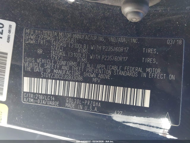 2018 TOYOTA SIENNA 5TDYZ3DC2JS933086 Photo 8