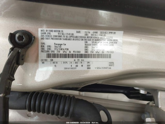 Aukcja sprzedaży 2017 Ford Focus Se, vin: 1FADP3F2XHL208359, numer aukcji: 44696059