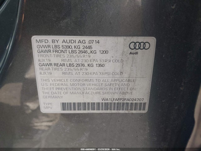 2015 AUDI Q5 WA1LFAFP2FA024707 Photo 8