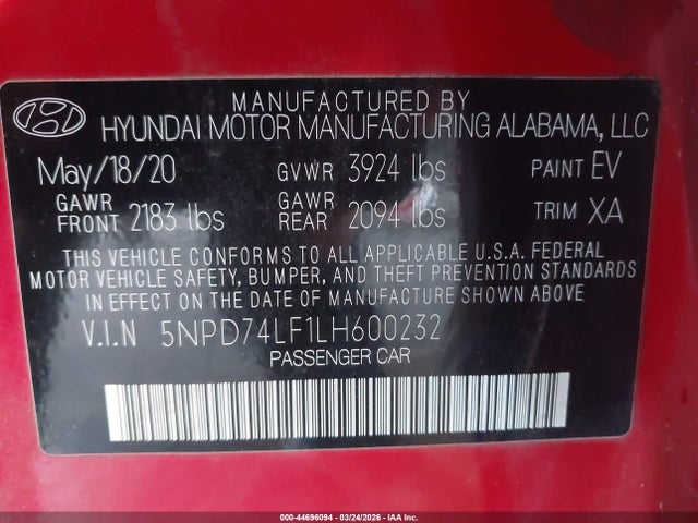 Hyundai ELANTRA SE 2020 5NPD74LF1LH600232 Image 9