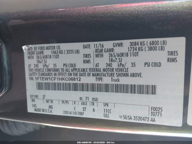 2017 FORD F-150 1FTEW1CF1HKC06812 Photo 8