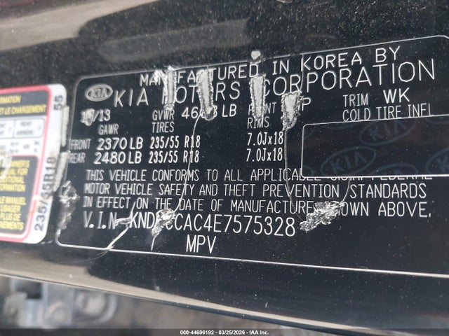 2014 Kia Sportage Ex მანქანა იყიდება აუქციონზე, vin: KNDPCCAC4E7575328, აუქციონის ნომერი: 44696192
