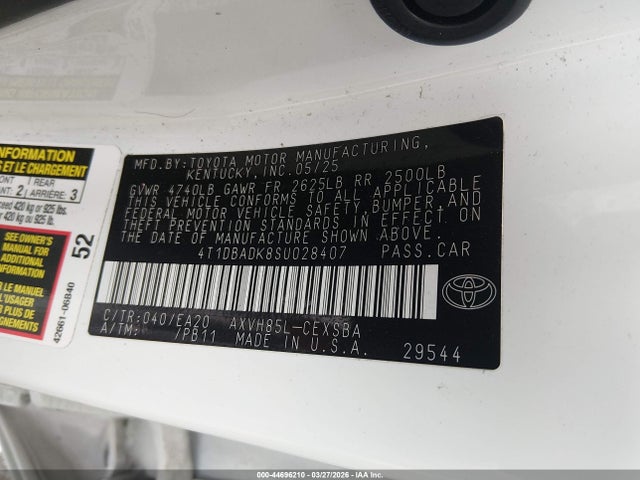 4T1DBADK8SU028407 Toyota CAMRY SE