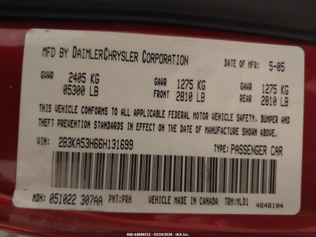 Aukcja sprzedaży 2006 Dodge Charger Rt, vin: 2B3KA53H66H131699, numer aukcji: 44696332