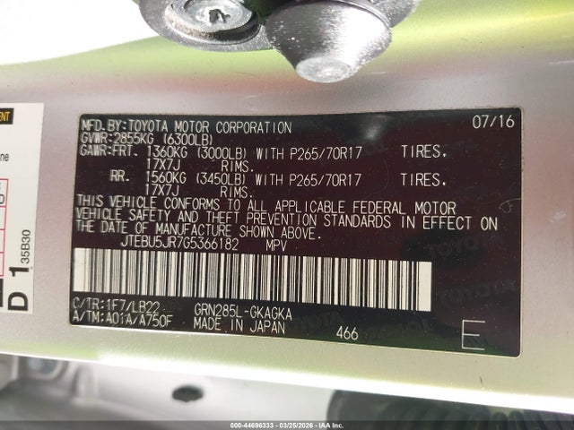 Toyota 4runner Sr5 Premium 2016 JTEBU5JR7G5366182 Image 9