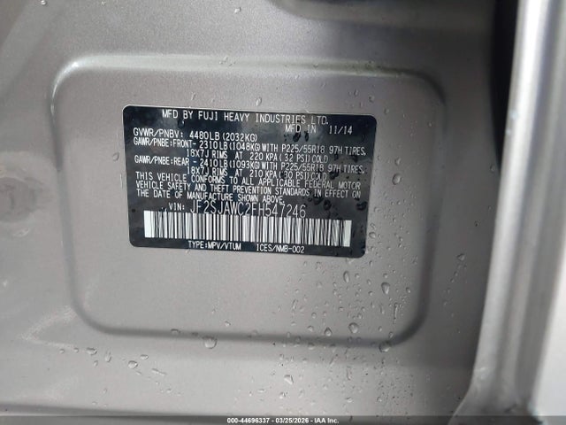 Продажа на аукционе авто 2015 Subaru Forester 2.5i Touring, vin: JF2SJAWC2FH547246, номер лота: 44696337