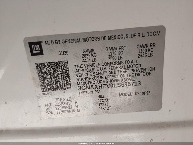 3GNAXHEV0LS635713 Chevrolet Equinox Fwd Ls