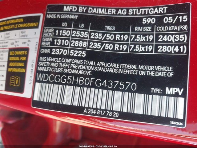 2015 MERCEDES-BENZ GLK 350 WDCGG5HB0FG437570 Photo 8