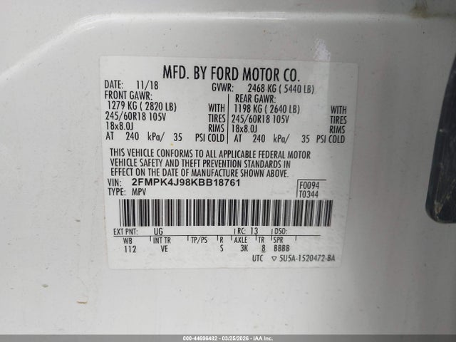 2019 FORD EDGE 2FMPK4J98KBB18761 Photo 8