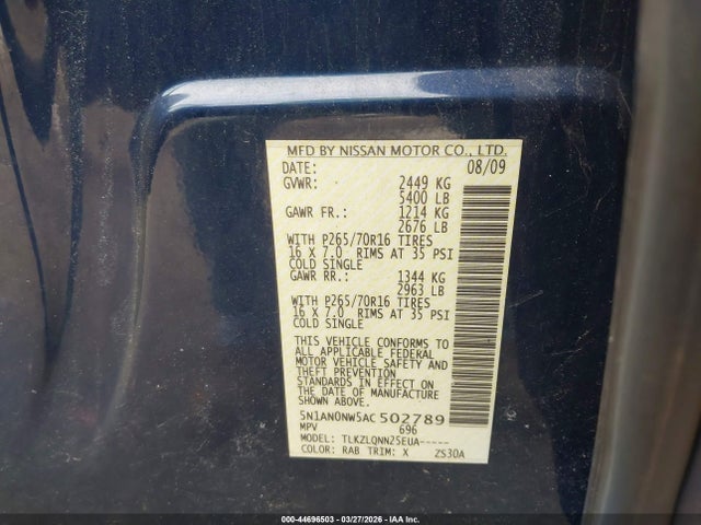 2010 NISSAN XTERRA 5N1AN0NW5AC502789 Photo 8