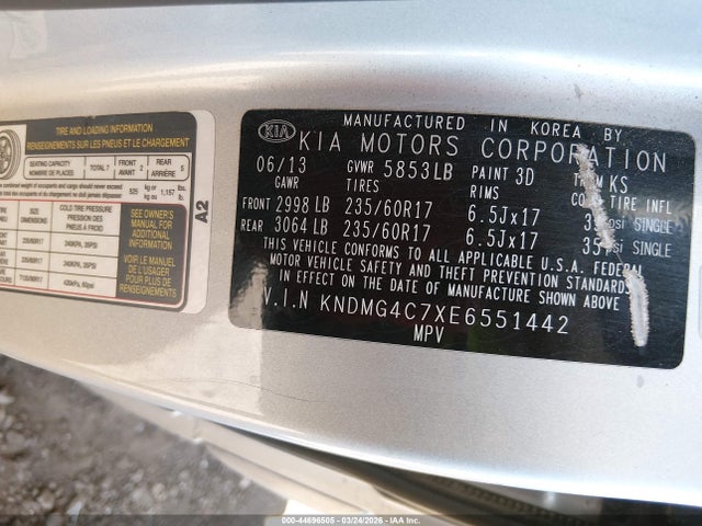 KIA SEDONA LX 2014 KNDMG4C7XE6551442 Image 9