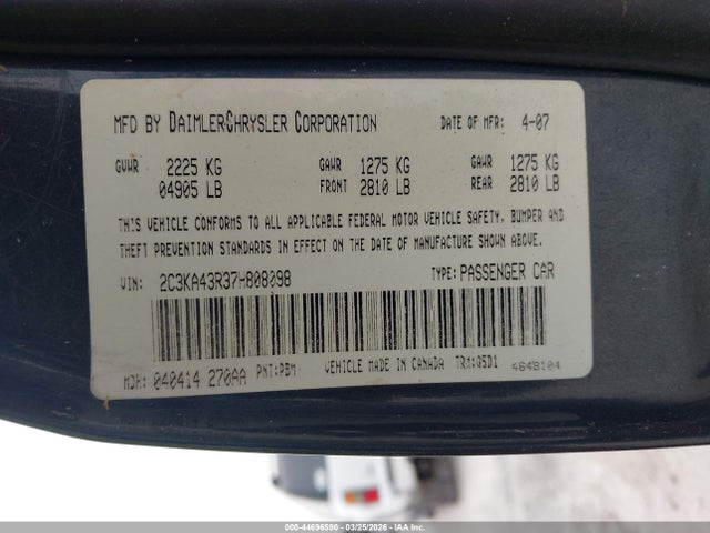 Aukcja sprzedaży 2007 Chrysler 300, vin: 2C3KA43R37H808098, numer aukcji: 44696590