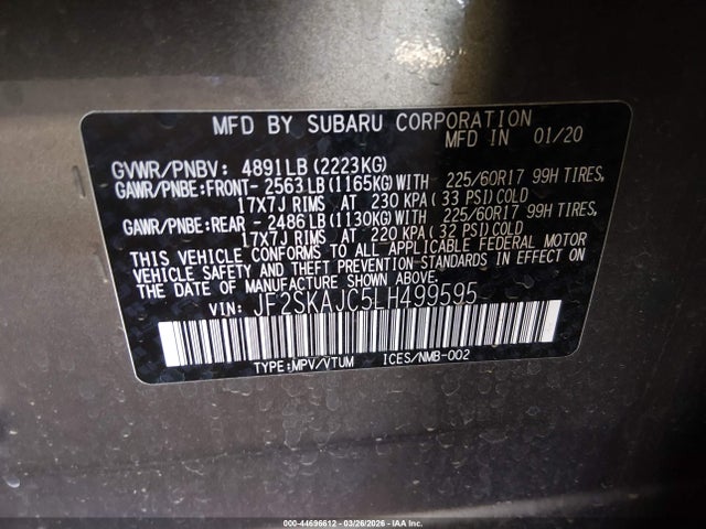 JF2SKAJC5LH499595 Subaru Forester Premium