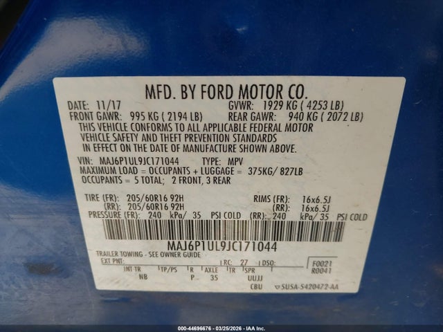 2018 FORD ECOSPORT MAJ6P1UL9JC171044 Photo 8