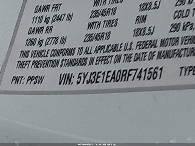 44696680 :رقم المزاد ، 5YJ3E1EA0RF741561 vin ، 2024 Tesla Model 3 مزاد بيع