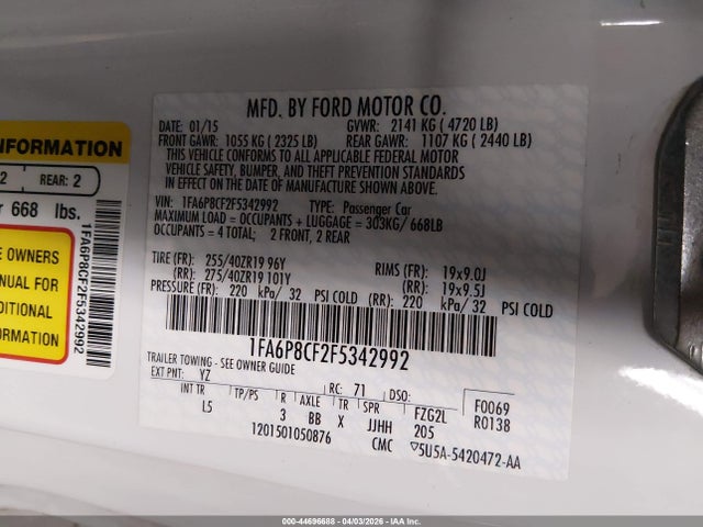 Ford Mustang Gt Premium 2015 1FA6P8CF2F5342992 Image 9