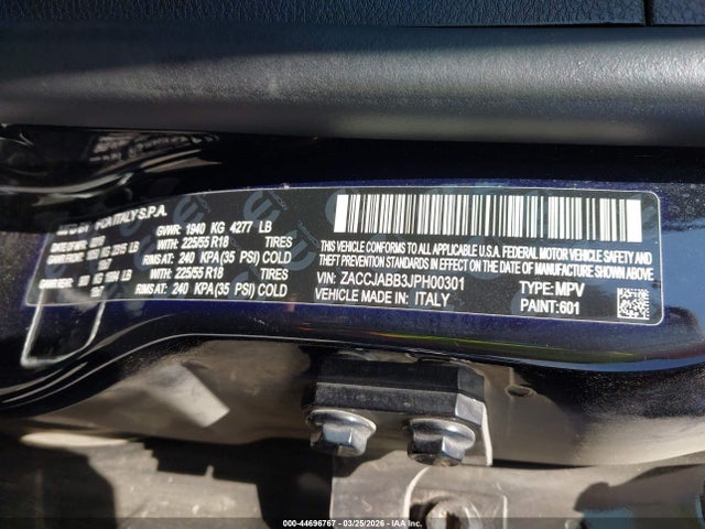 Продажа на аукционе авто 2018 Jeep Renegade Altitude Fwd, vin: ZACCJABB3JPH00301, номер лота: 44696767