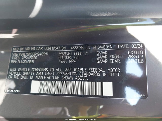 YV4L12PE6R1240911 Volvo Xc90 B5 Plus Bright Theme