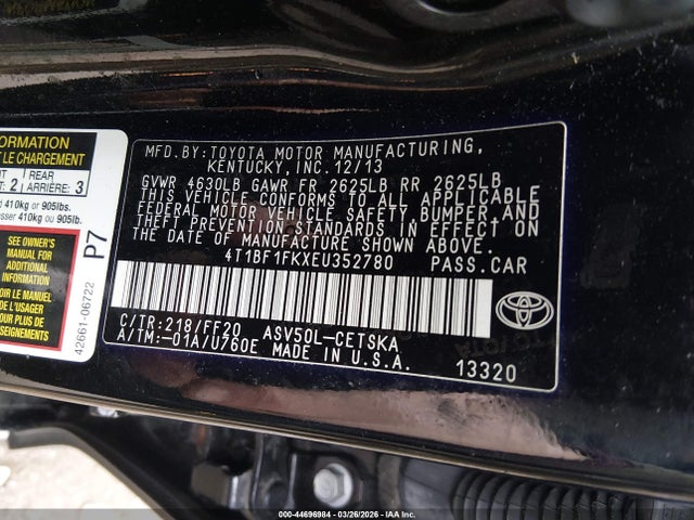 Toyota CAMRY SE 2014 4T1BF1FKXEU352780 Image 9