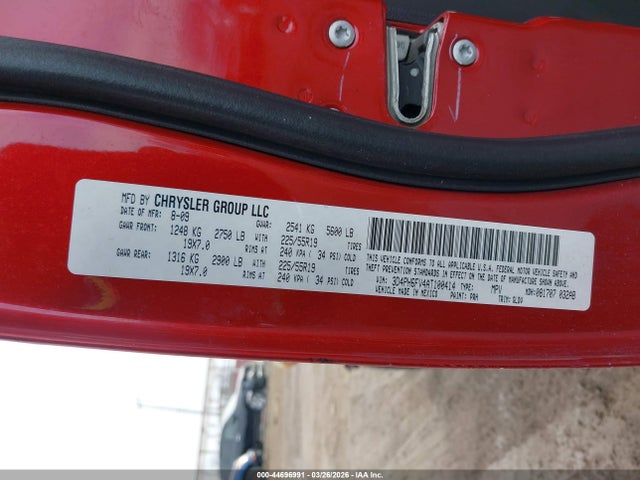 2010 Dodge Journey R/t მანქანა იყიდება აუქციონზე, vin: 3D4PH6FV4AT100414, აუქციონის ნომერი: 44696991