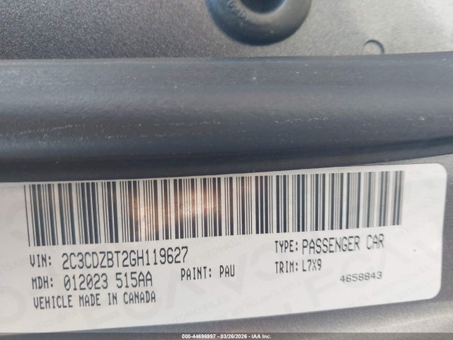 44696997 :رقم المزاد ، 2C3CDZBT2GH119627 vin ، 2016 Dodge Challenger R/t مزاد بيع