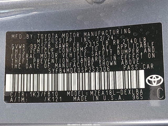 Toyota COROLLA LE 2025 5YFB4MDE0SP253306 Image 9