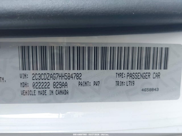 Aukcja sprzedaży 2017 Dodge Challenger Sxt, vin: 2C3CDZAG7HH584782, numer aukcji: 44697060